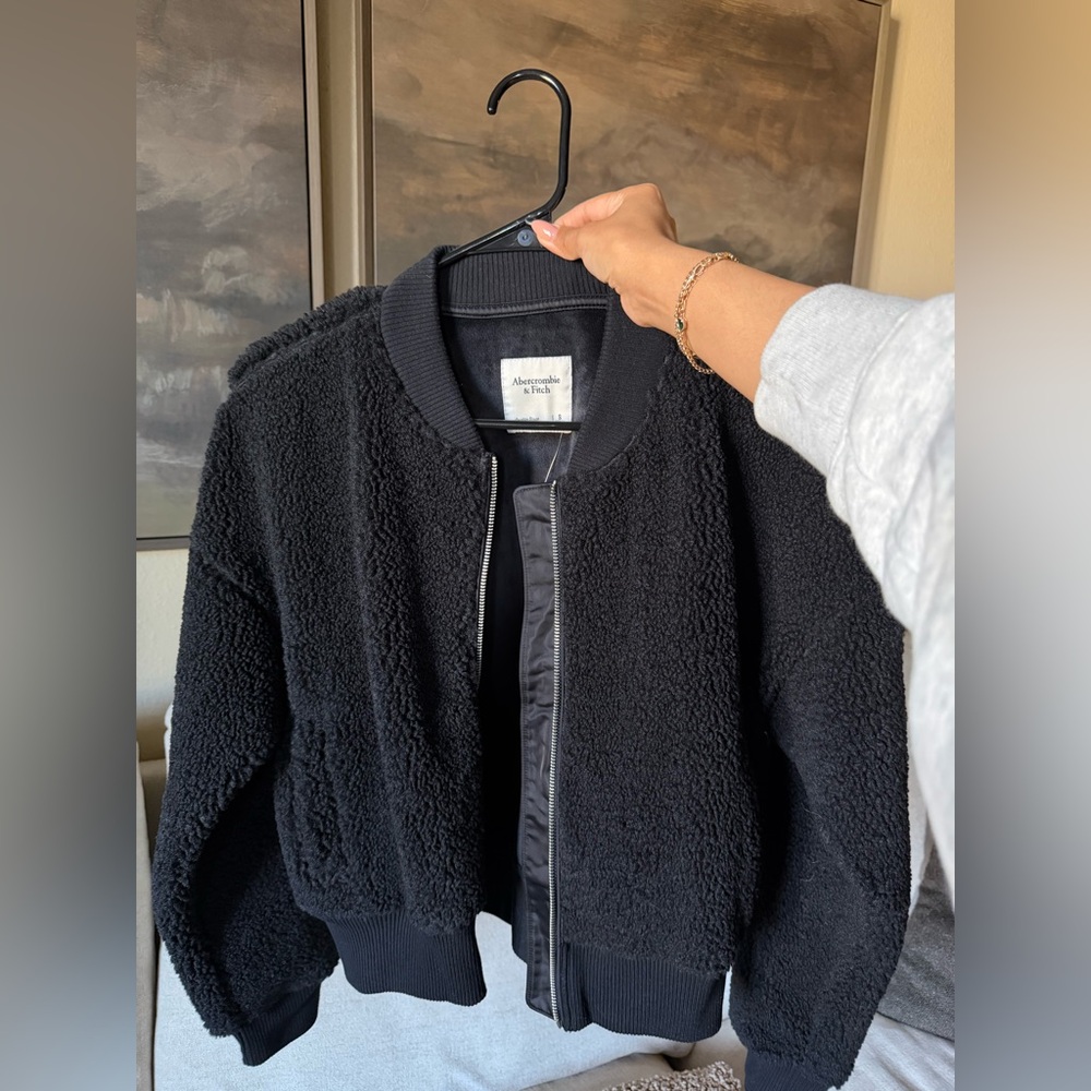 Abercrombie & Fitch Black Teddy Bomber Jacket